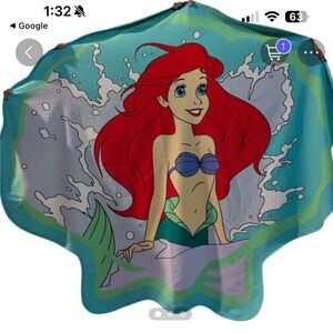 Disney Princess Ariel Little Mermaid Seashell Shaped Beach Towel Blanket 57”x47”